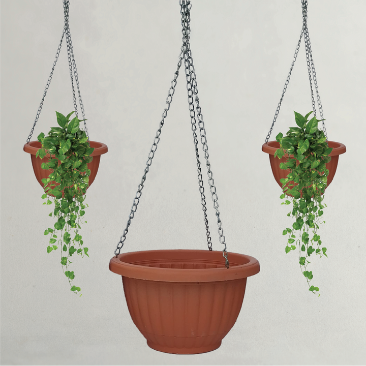 PLASTIC HANGING POT SET OF 3 (20X12CM)