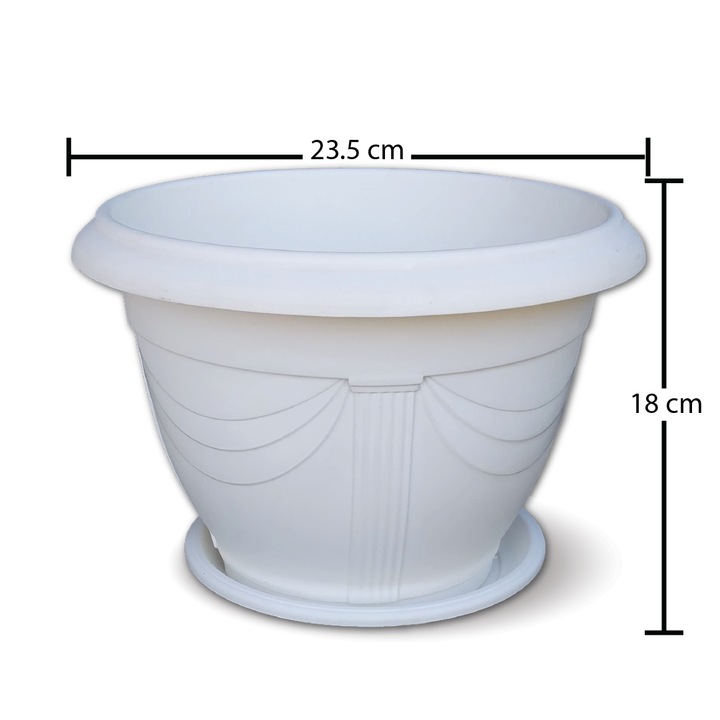 WHITE PLASTIC POT SET OF 3 (23.5X18CM)