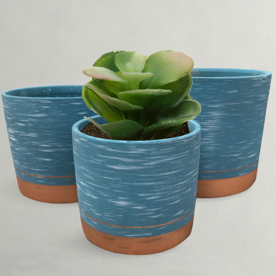 SET OF 3 PREMIUM CERAMIC PLANT POTS - FLOWER PLANTERS