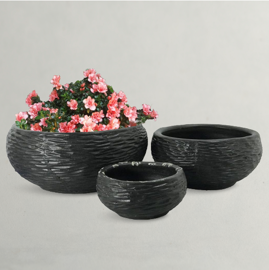 BLACK CLAY POT - BLACK PLANT POT
