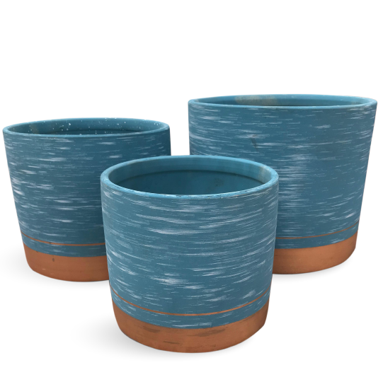 SET OF 3 PREMIUM CERAMIC PLANT POTS - FLOWER PLANTERS