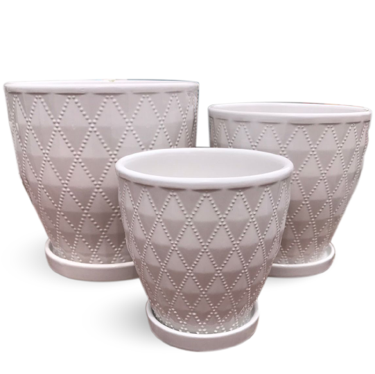 Plant Pot, Planter, Indoor & Outdoor White Plant Pots Set of 3
