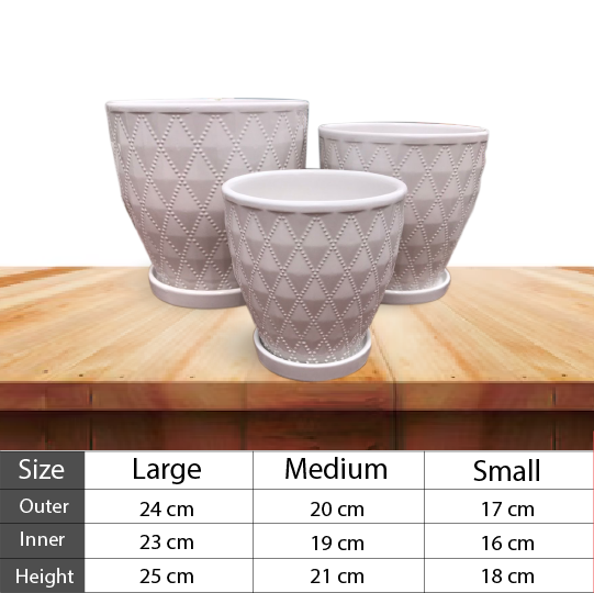Plant Pot, Planter, Indoor & Outdoor White Plant Pots Set of 3