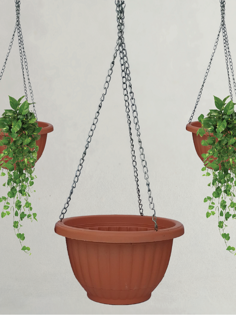 PLASTIC HANGING POT SET OF 3 (20X12CM)