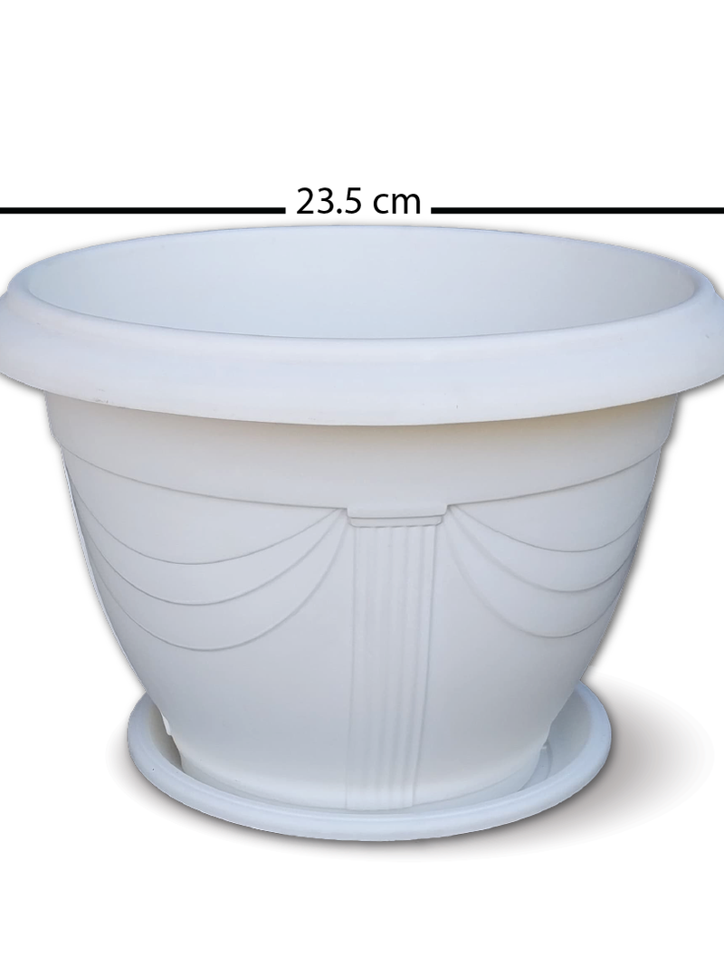 WHITE PLASTIC POT SET OF 3 (23.5X18CM)