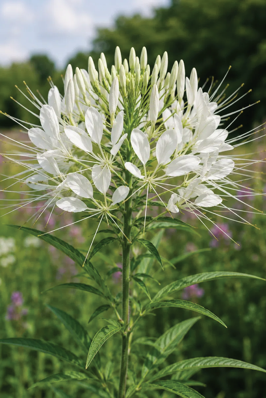 CLEOME WHITE FLOWER SEEDLING   شتلات زهور الكليوم البيضاء