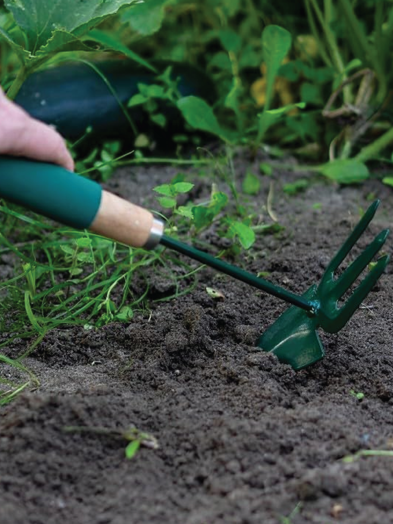 2 IN 1 MINI GARDEN FORK AND SPOON TOOL