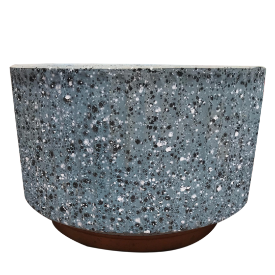 Creamy Blue Round Ceramic Plant Pot Set of 3 - Ceramic Pots and Planters