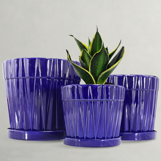 PURPLE CERAMIC PLANTER - PURPLE FLOWER POT