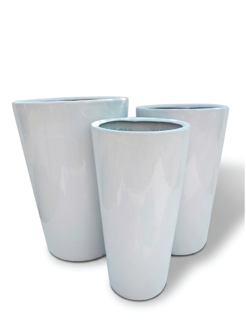 ROUND WHITE CERAMIC POTS