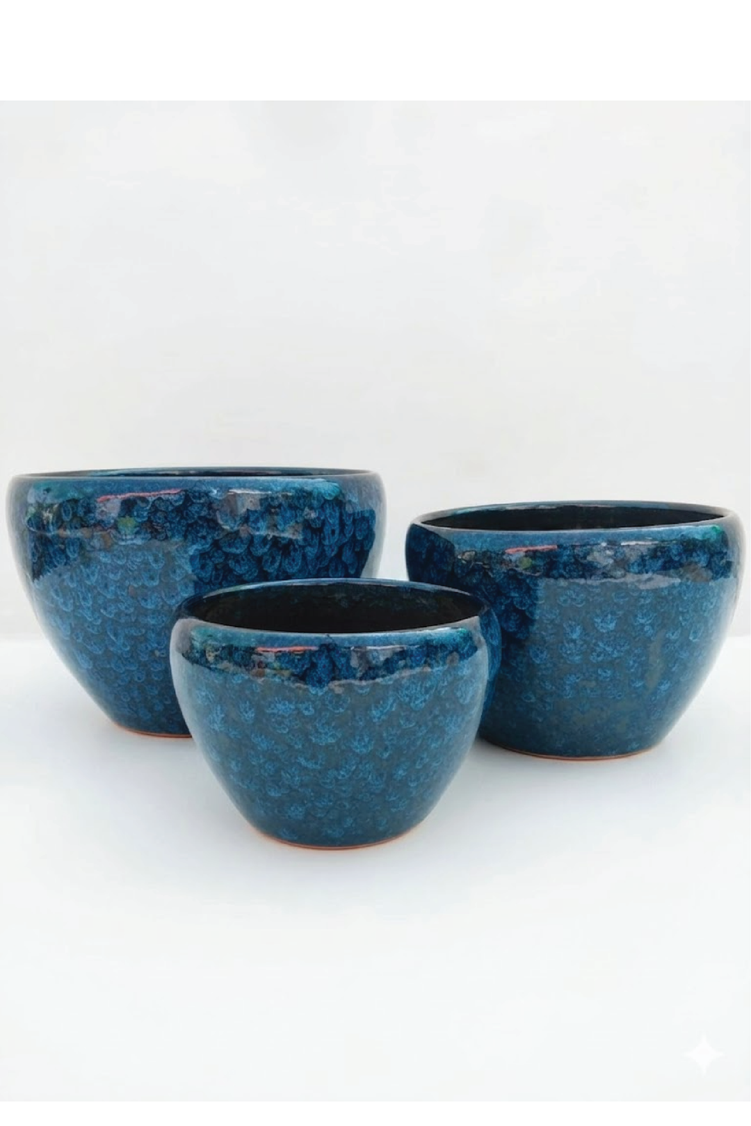 CERMAIC POTS BLUE ROUND