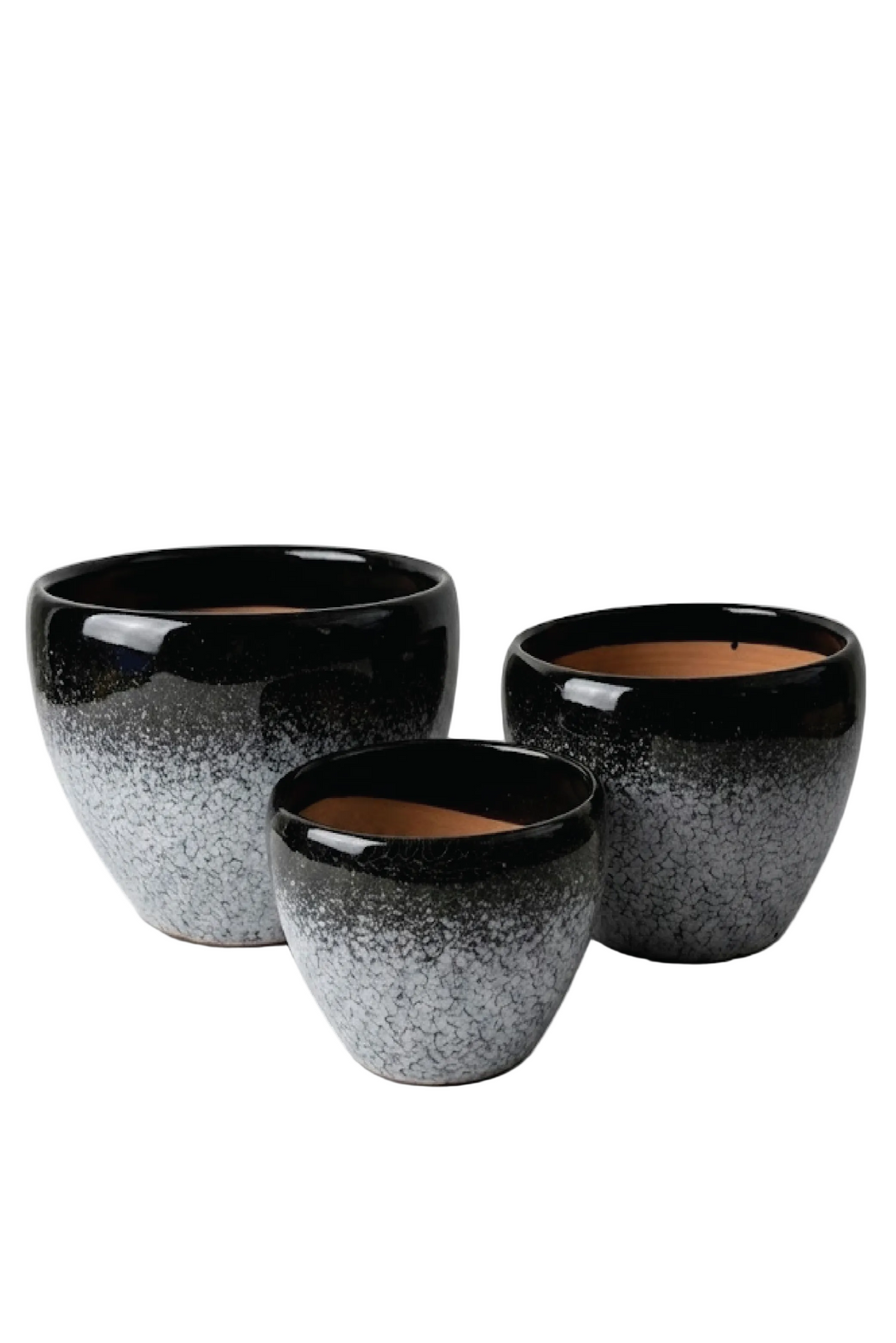 CERAMIC POT BLACK WHITE COLOR