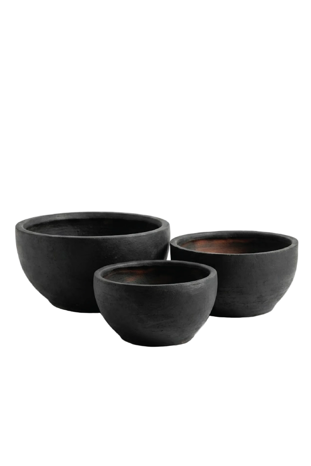 ROUND BLACK CERAMIC POT